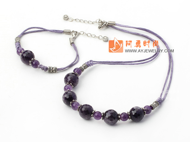 天然紫晶套链