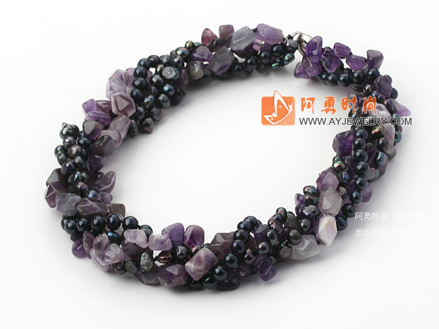 黑珍珠紫水晶项链