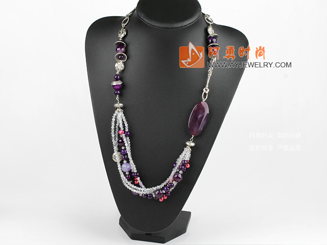 紫玛瑙水晶项链