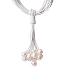 白珍珠皮绳磁力扣项链