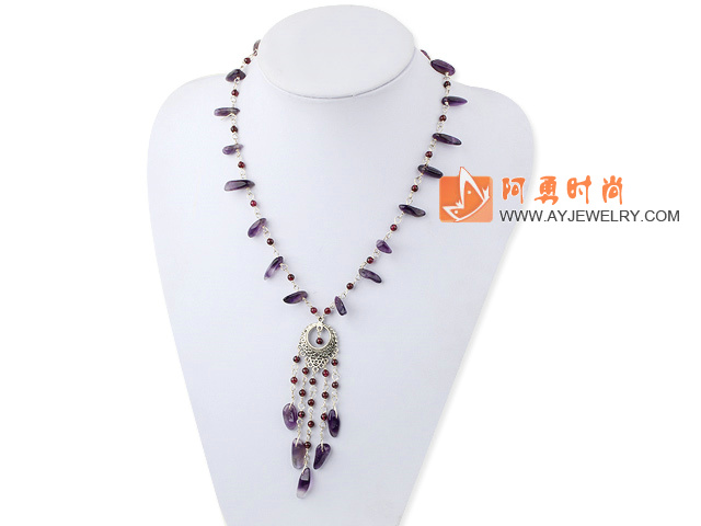 紫水晶石榴石项链