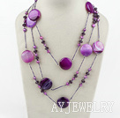 紫色珍珠水晶玛瑙项链毛衣链