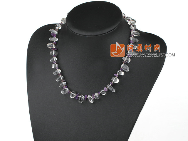 紫水晶白水晶项链