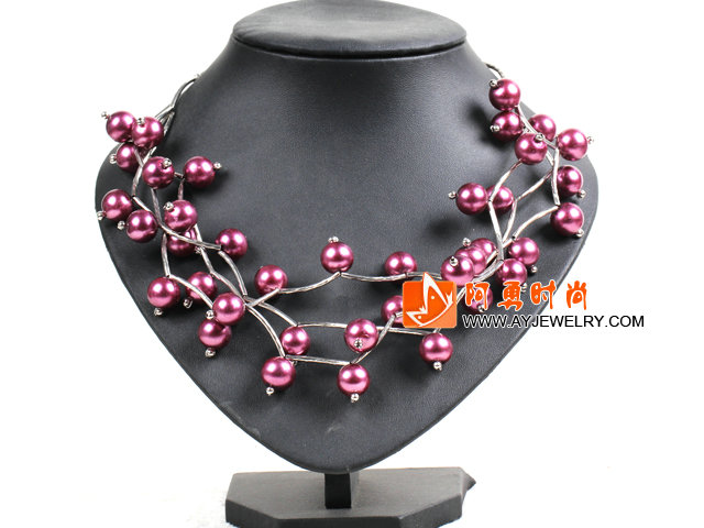 紫红色贝壳珠时尚项链