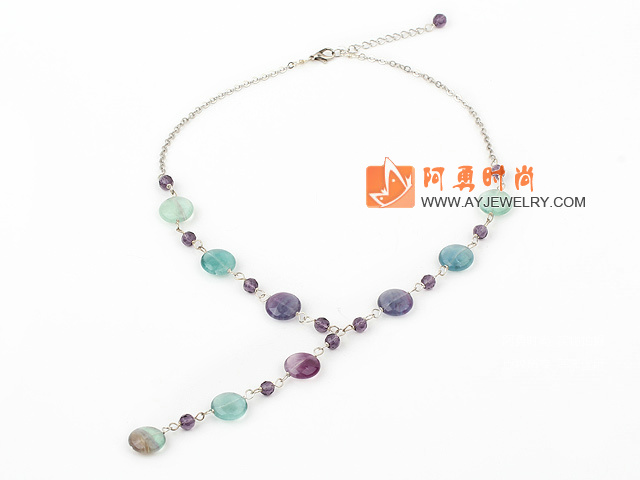 水晶紫萤石项链