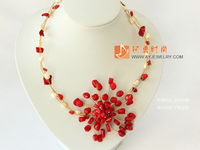 珍珠红珊瑚项链