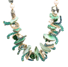 绿色系珍珠水晶结晶玛瑙项链
