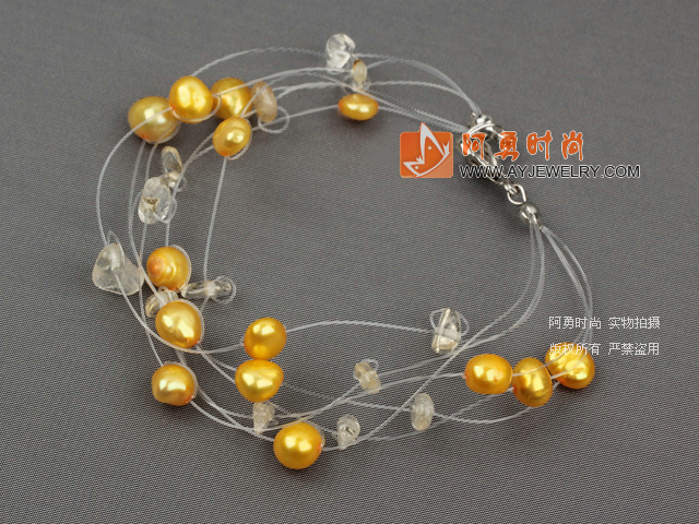 珍珠黄水晶手链
