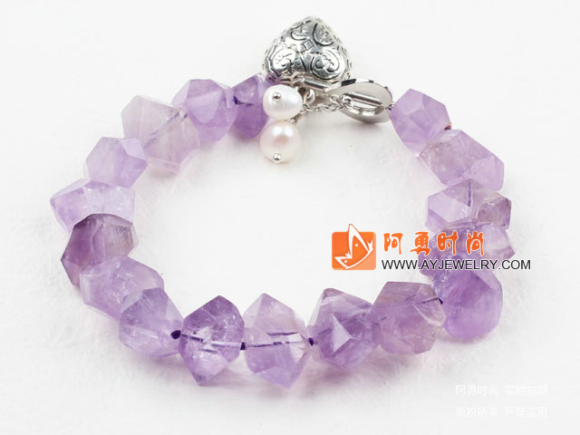 浅色紫水晶切角手链
