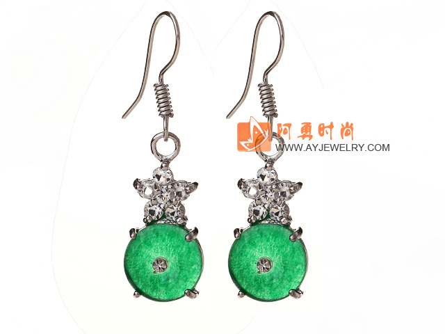 马来玉耳环 镶嵌锆石 简约耳钩款