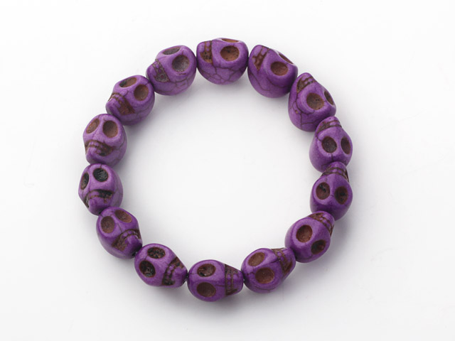 紫色骷髅头松石手链（5件装）