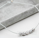 灰珍珠皮绳项链
