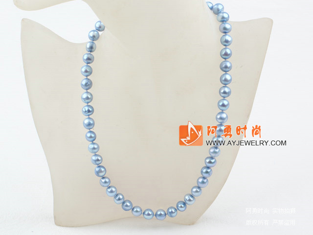 9-10mm淡蓝珍珠项链