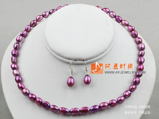 紫色巴洛克珍珠套链