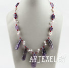 紫水晶珍珠红玛瑙项链
