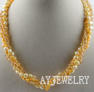 黄色珍珠水晶项链