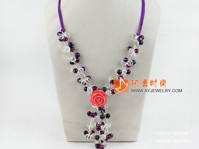 水晶紫玛瑙项链