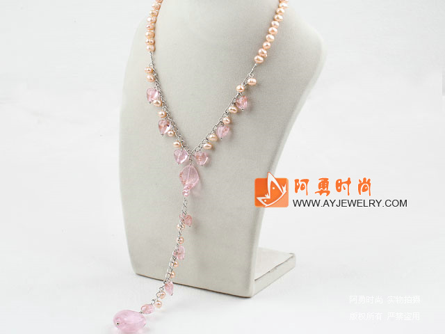 粉色珍珠琉璃项链