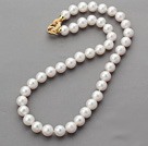 A级珍珠项链 镀金锆钻扣 简约单层珠链款