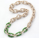 白色绿色锁链式松石项链