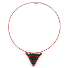 红玛瑙绿玛瑙项链圣诞树吊坠  螺丝扣 线圈吊坠款