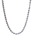 9-10mm 天然灰色米形珍珠项链 配时尚心形扣