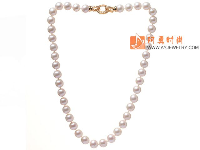 9.5-10mm A级天然白珍珠项链 简约单层珠链款