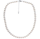 7.5-8mm A级天然白色珍珠项链 配纯银龙虾扣 简约单层珠链款