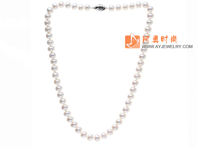 8-9mm 天然白色强光珍珠项链 简约单层珠链款