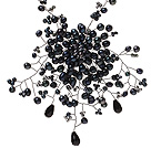 黑珍珠 水晶花朵项链 编花款