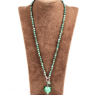 绿珍珠绿色琉璃心项链