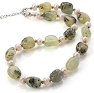 天然白色珍珠 葡萄石项链 简约单层款