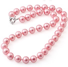 10mm粉色海贝珠项链 简约单层圆珠款