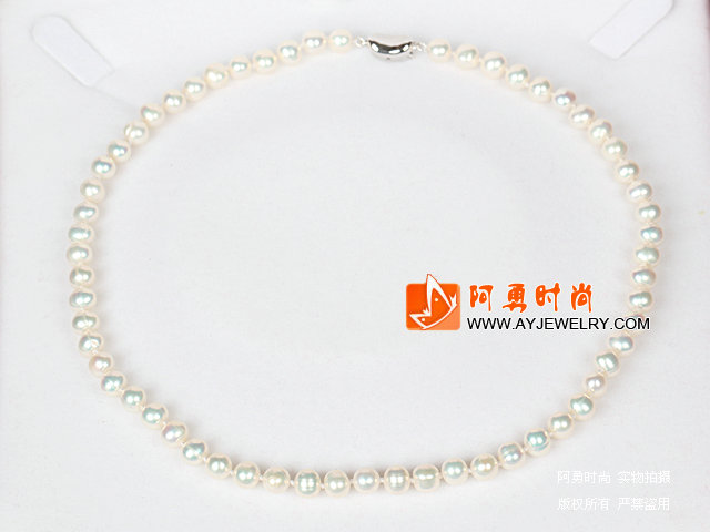 6-7mm白色珍珠圆珠项链