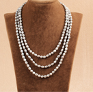 6-7mm灰色米形珍珠长款毛衣链项链
