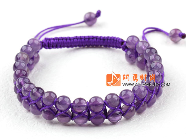 紫水晶手工编织手链