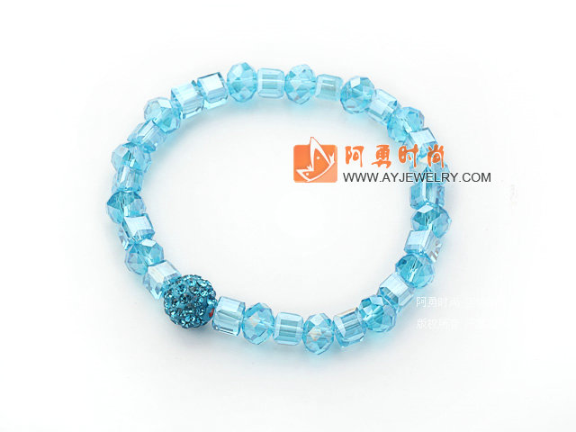 湖蓝色水晶钻球手链