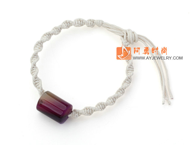 紫玛瑙手链 单层编织绳款 5件装