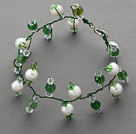 绿色水晶珍珠手链