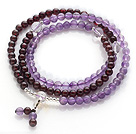 紫水晶 石榴石 白水晶 佛珠手链 项链 两用款 多层缠绕佛珠款
