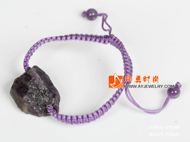 紫晶原石编织手链
