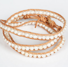 4-5mm天然白珍珠皮绳3层绕圈手链