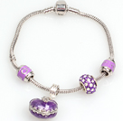 时尚紫色欧洲珠串珠手链 配许愿盒吊坠