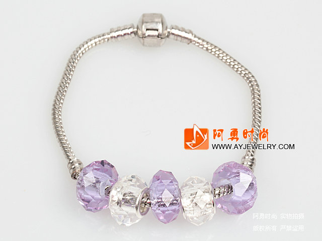 时尚浅紫色欧洲珠串珠手链