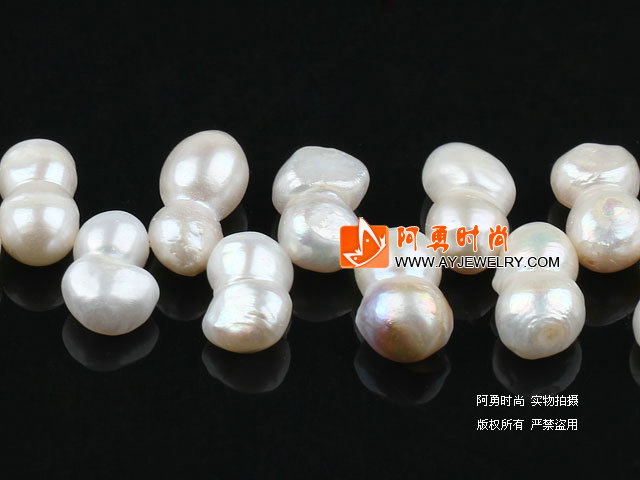 10*18mm天然偏孔白色花生珍珠