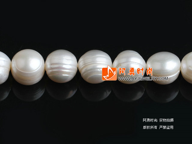 11-12mm天然螺纹白珍珠